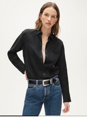 J. Crew Garçon classic button-up shirt in Baird McNutt Irish linen - black